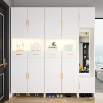Solid wood shoe cabinet household door large-capacity storage entrance cabinet high vertical simple modern one-piece wall locker