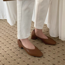 moocobling Korea 21 spring new temperament with a shallow mouth low heel single shoe