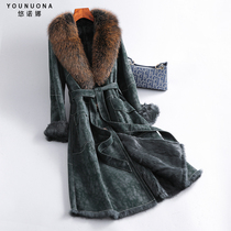 New winter leather fur coat in 2022 female long fox fox fur rabbit fur inner fur coat