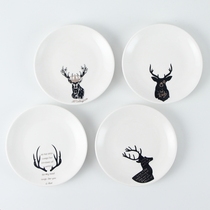 Spit bone plate Household Nordic Ceramic small plate table garbage plate Cake plate Creative Japanese simple snack plate