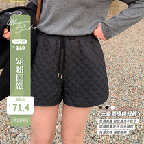 (Spoiled to give back six-fold snapping) Microfat mm Big-size Rhombus Shorts Women High Waist Display Slim Casual Pants Pants