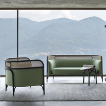 Nordic Wood rattan fabric sofa modern light luxury creative single double three small apartment living room leisure sofa chair