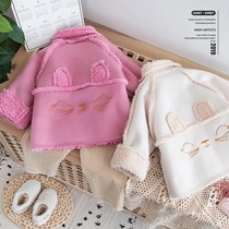 2020 childrens clothing autumn and winter new lambskin coat cartoon female baby 1-5 years old suede thickened windproof top