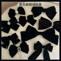 New super large stiff black velvet bow hair clip hair accessories headdress high quality back head spring clip winter