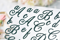 Judy Artisanal Hand Tent Material Scrapbook Diy Black Graphic Alphabet Stickers 2 Pieces