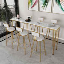 Nordic bar tables and chairs net red high table milk tea shop home wall long table bar table marble light luxury