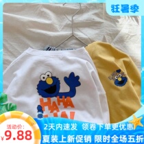 Fall male and female cotton long sleeve T-shirt 2021 new spring clothing small middle child blouse cartoon Korean version of the undershirt