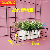 Hollow mesh wall hanging simple family white hanging stall background shelf grid sheet girl multi-function iron frame