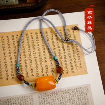 (Swallows) 9 97 grams of natural Old Beeswax barrel beads necklace choker amber pendant men and women