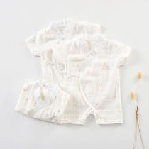 Beiyiner summer clothes newborn clothes cotton men and women baby gauze one-piece clothes for infants and young people with short sleeves