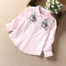 Girl embroidered shirt little girl autumn baby long sleeve Korean version of foreign style fashionable childrens clothing flower shirt