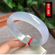 Natural Myanmar old pit ice jade bracelet Jade womens floating flower solid color ice bracelet Princess jade bracelet