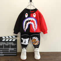 Childrens clothing Boys spring suit handsome foreign style 2021 new male baby two-piece set tide childrens net red fashionable clothes