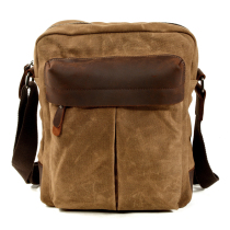 Qiguxi retro canvas bag men's leather crazy horse leather shoulder bag women's messenger bag trend messenger bag casual backpack