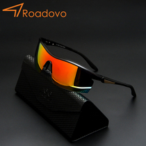 Sports one-piece polarized sunglasses men riding driving sunglasses Anti-UV day and night Dual-purpose blockbuster round face