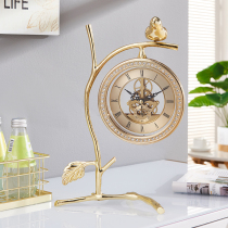 Light extravagant minimalist brass colour seat clock living room decoration table bell minimalist creative machinery gear table Home tabletop pendulum pieces