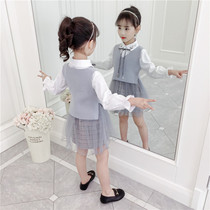 Girls  dresses spring and autumn 2021 new childrens clothes foreign style net red girls spring long sleeve princess suit skirt