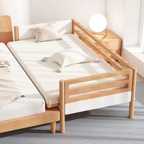 Solid Wood splicing bed widened bed crib splicing big bed with guardrail baby bed artifact full beech wood childrens bed