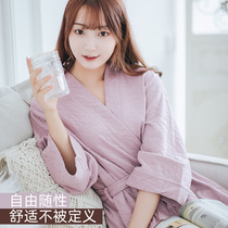 Bathrobe Woman Short summer 70% Sleeps 70% sleeves Sleeping Burqa Woman Spring Autumn Hotel Sleepwear Morning Gown Pure Cotton Water Absorbent Home Clothing