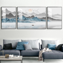 living room decorative painting sofa background wall hanging painting crystal porcelain painting bedroom dining room new chinese style landscape painting trio painting