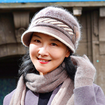 Santa cap children autumn and winter grandma middle-aged and elderly wool cap mom mother-in-law winter warm old lady thick scarf