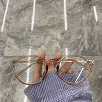 Anti-Blue Ray anti-radiation retro ins round face big frame flat lens Net red plain glasses women with myopia frame