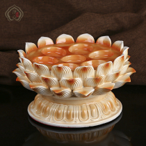 Resin seven stars pink gold lotus lamp holder butter grain plum blossom grain for Buddha lamp plate Buddhist supplies