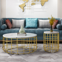 Nordic marble coffee table modern minimalist household small apartment living room coffee table creative round table sofa side corner