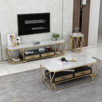 Light and luxurious modern TV cabinet Tea Table Composition Minima Nordic Small Outdoor Living-room Rock Plate Ground Cabinet Storage of the whole dress