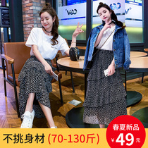 2019 early spring and summer new very fairy skirt Korean version of high waist wavy point irregular skirt women cake skirt long skirt