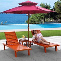 Outdoor solid wood recliner reinforced pool balcony sleeping chair reclining bed leisure folding chair adult beach chair anticorrosive wood