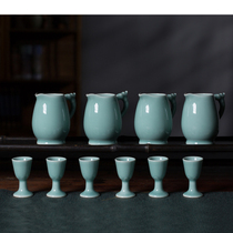 Longquan Celadon Longyin Wine Set High-end Household Liquor Dispenser Chinese Wine Glass Set Ceramic Moutai Small Wine Cup