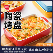 Exhibition Art Ceramic Baking Pan Baking Home Rectangular Dish Oven Air Fryer Cheese Oven Special Bowl