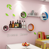 Wall wall shelf non-perforated living room bedroom creative Plaid TV background wall decorative shelf shelf