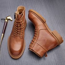 ins Martin boots male high help winter gush warm Inlenty wind retro snow ground boots Locomotive Leather Boots Man