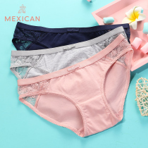 3-strip Scarecrow ladies cotton briefs low waist lace sexy hollow shorts headbottom pants thin