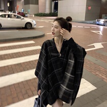 Little Junjun Britney Private Cloak Coat Womens Autumn and Winter Clothing 2020 New Korean Plaid Wing Jacket