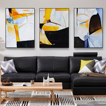 Pure Hand Painted Oil Painting Abstract Modern Brief Nordic Living Room Hanging Painting Background Wall Triple Painting Corridor Genguan Decoration Painting