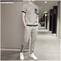 Tide Cards Short Sleeve T-shirt Men 2022 Summer thin Ice Men Casual Suit Sports Clothing Big Code Two Sets