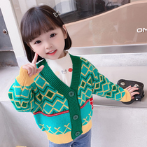 Girl Sweater Jacket Spring Autumn Season 2022 New Childrens Needles Weasel-weaters Korean Version Fashion Baby Spring Dress Cardiovert