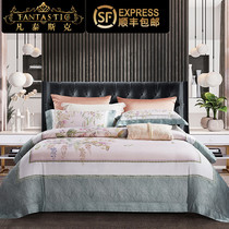 High-end imported 100 double-sided Lyocell Tencel four-piece American pastoral style nude sleeping Ice Silk Bedding