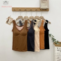 Warm inner woman wearing a bra with a small vest slapped bottom tight vest with bra autumn and winter plus suede close-fitting