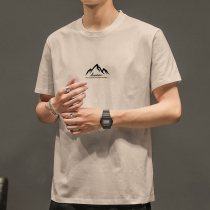 Plus size mens short sleeve T-shirt summer mens clothes base shirt body gilts round neck cotton print trend half sleeve