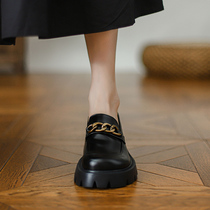 Small leather shoes female English style retro 2021 Autumn New thick heel thick sole pedal loafing shoes Japanese jk single shoes