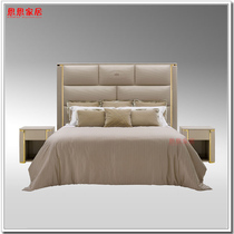 Light Luxury Modern Simple High-end Double Bed Leather Art Bed 1 8m Master Bedroom Soft Backrest Leather Bed Italian Retro