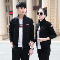 Couple sweater spring and autumn 2019 new autumn casual sweater jacket three-piece couple sports suit men