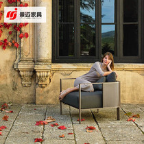 Outdoor stainless steel sofa parlour courtyard open-air balcony furniture rock plate small tea set three or five pieces