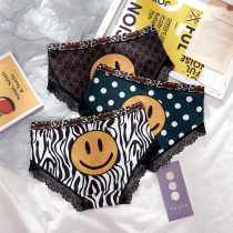 3 Strips of 2021 Explosive Pants Womens Pure Cotton Crotch Lace Side Sexy Summer Mid-Waist Lifting Hip BAO WEN Big Code Thin