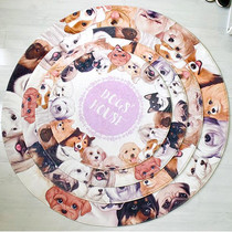 (Peripheral products) Dog pattern round floor mat pet home bedroom living room non-slip round dog mat