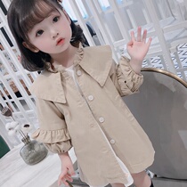 Children's windbreaker girls 2021 new spring and autumn children's foreign fashion girls Korean casual lace coat tide